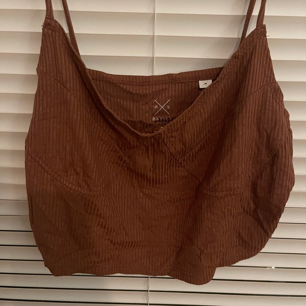 PacSun basics brown Crop Top Size M. Worn 1-2 times. Soft ribbed material - Picture 3 of 3